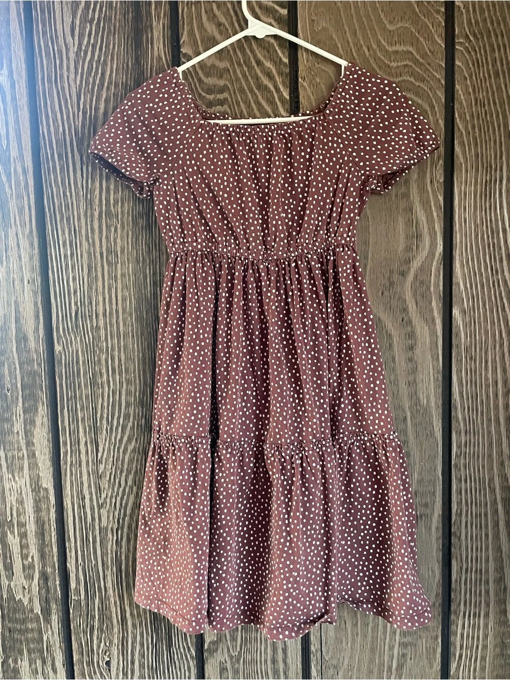 Carter's Rust Red Polka Dot Tiered Short Sleeve Dress